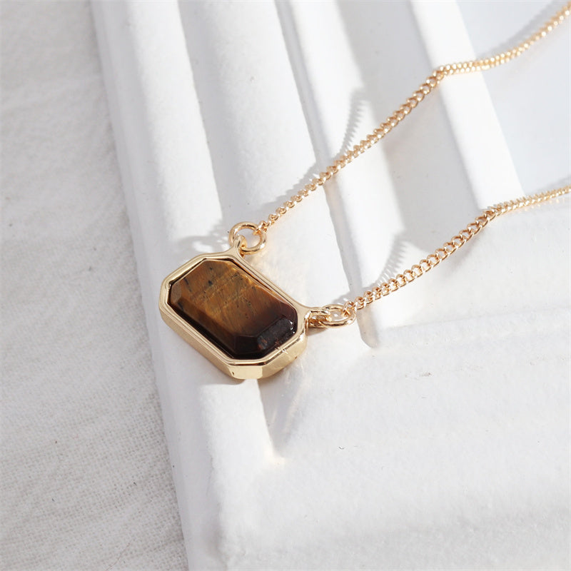 Natural crystal Amethyst necklace Herringbone Necklace for Women Dainty Necklace tiger eye Pendant clear quartz necklace Choker Necklaces Fashion Jewelry Gift for Women