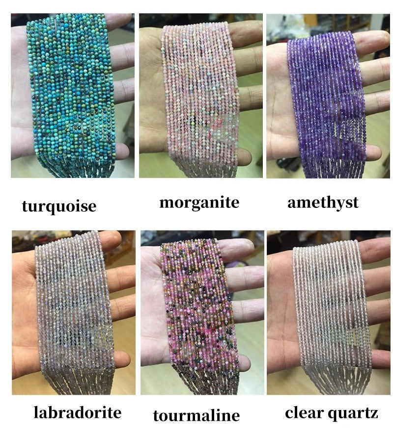 3-5mm Natural Mini gemstone Crystal Beads faceted beads (38-39cm)/stand DIY Tiny crystal amethyst rose quartz garnet lilac lavender prtidot clear quartz aquamarine small beads
