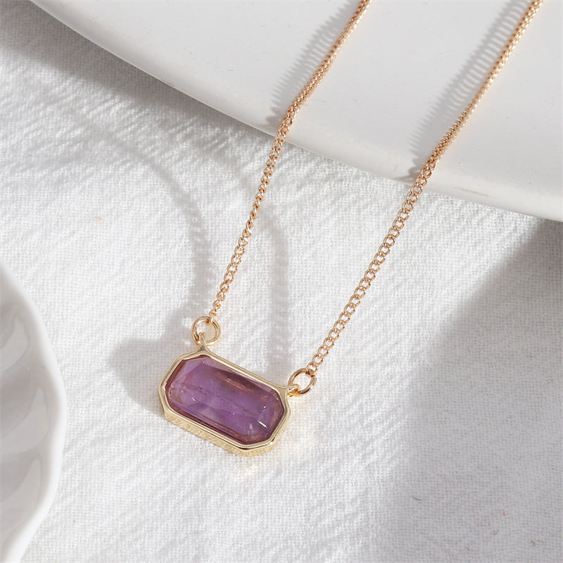 Natural crystal Amethyst necklace Herringbone Necklace for Women Dainty Necklace tiger eye Pendant clear quartz necklace Choker Necklaces Fashion Jewelry Gift for Women