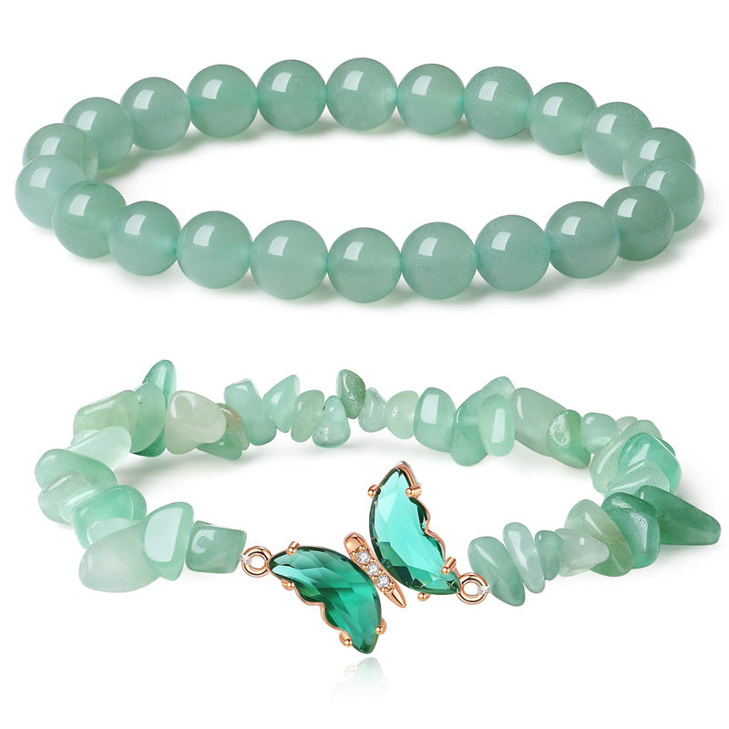Natural Amethyst Bracelet For Women Anxiety Healing Stone Amethyst Beaded Bracelets Butterfly Charms Layered Bracelet Gifts For Women Girl