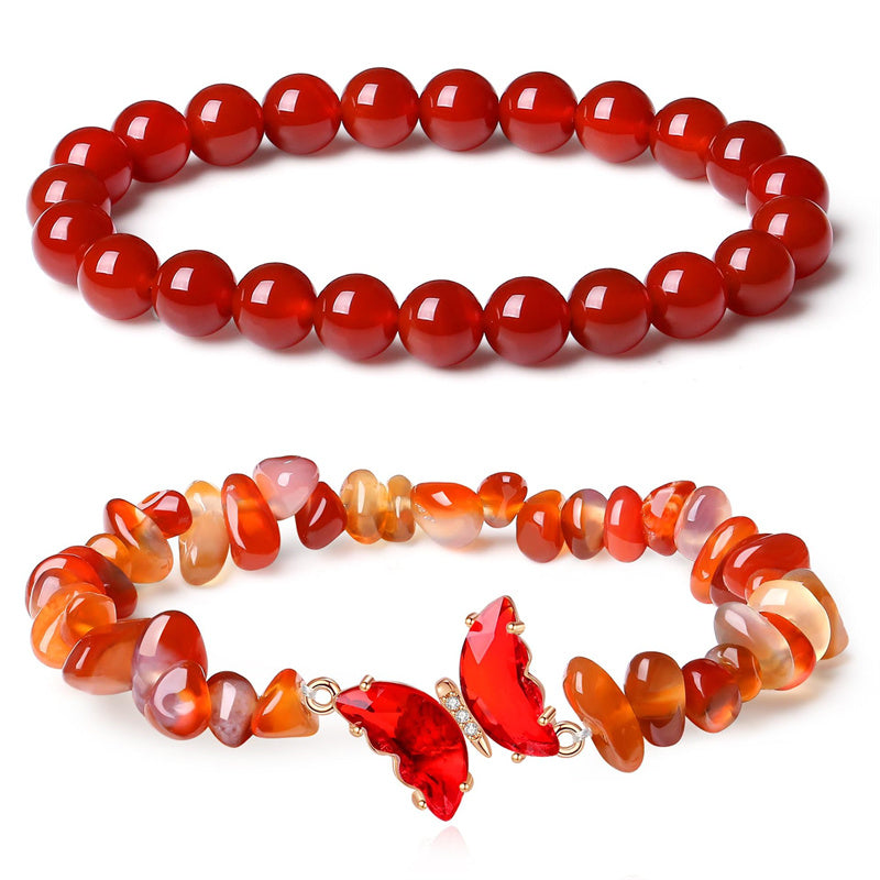 Natural Amethyst Bracelet For Women Anxiety Healing Stone Amethyst Beaded Bracelets Butterfly Charms Layered Bracelet Gifts For Women Girl