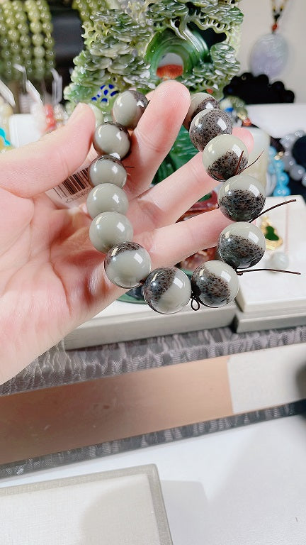 【Jewelry crystal】blue and white Jubo pot bracelet 16mm
