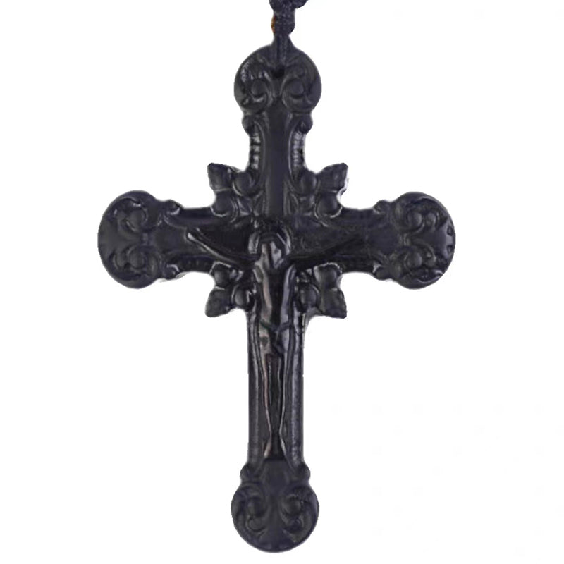 【Natural gemstone】 obsidian cross necklace for men and women couples Hipster pendant accessory for couples Christmas gift